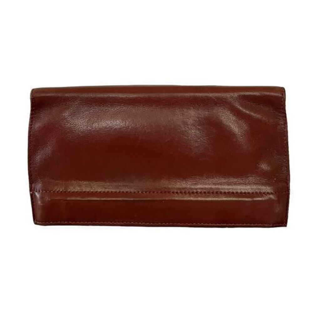 Vintage Bosca Burgundy Full-Grain Leather Foldover Clutch Purse Wallet